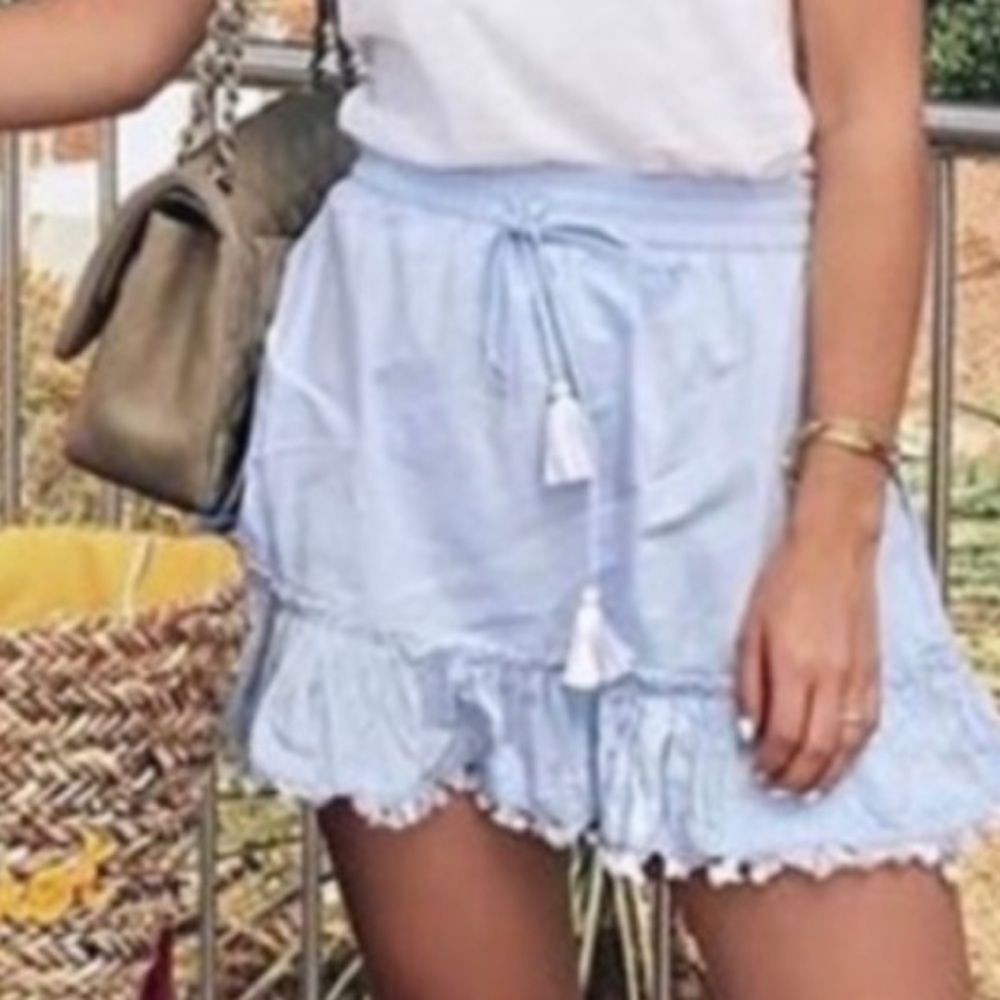 MISA LA NWT Pom Pom Marjan Aleh Tassel Cotton Mini Skirt Size M